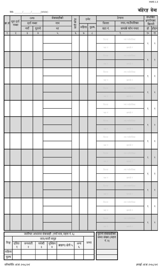 HMIS 1.3- OPD Register (बहिरङ्ग सेवा रजिष्टर)_Page_1