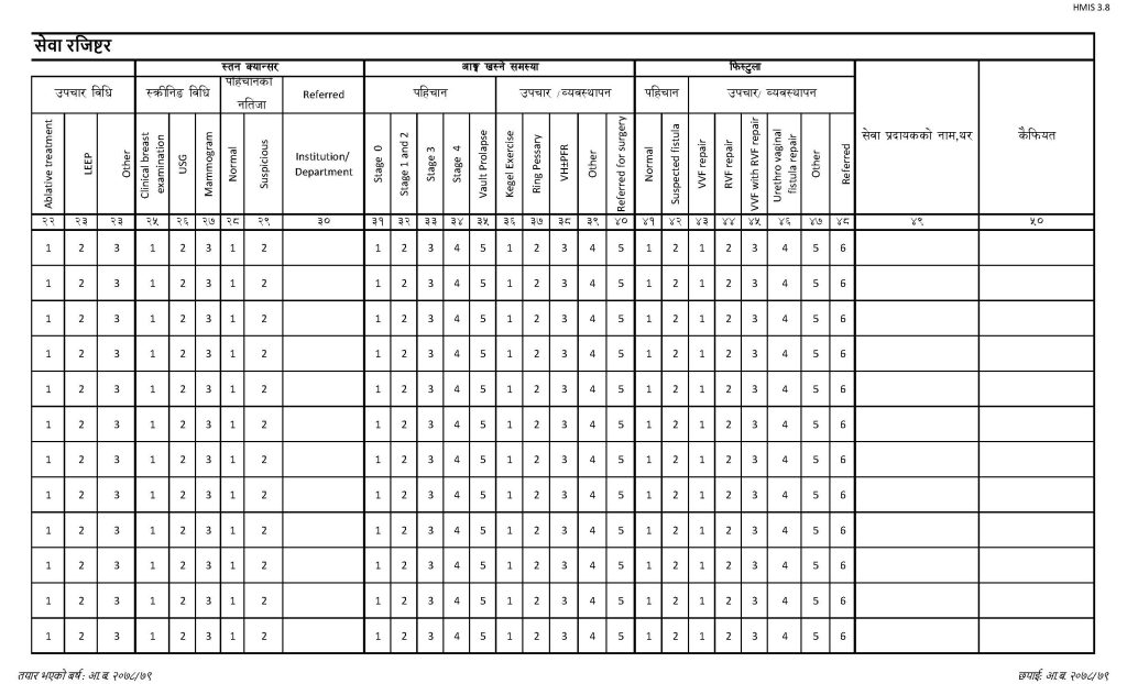 HMIS 3.8- RH Morbidity Service Register (प्रजनन स्वास्थ्य रुग्णता सेवा रजिष्टर)_Page_2