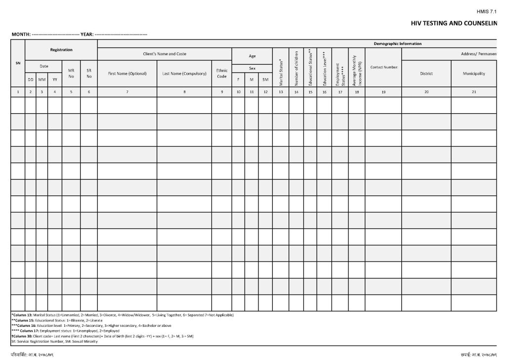 HIV Testing and Counseling Service Register (एच.आई.भि. परिक्षण तथा परामर्श सेवा रजिष्टर)_Page_1