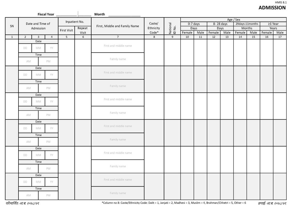 Patient Admission Register (बिरामी भर्ना रजिष्टर)_Page_1