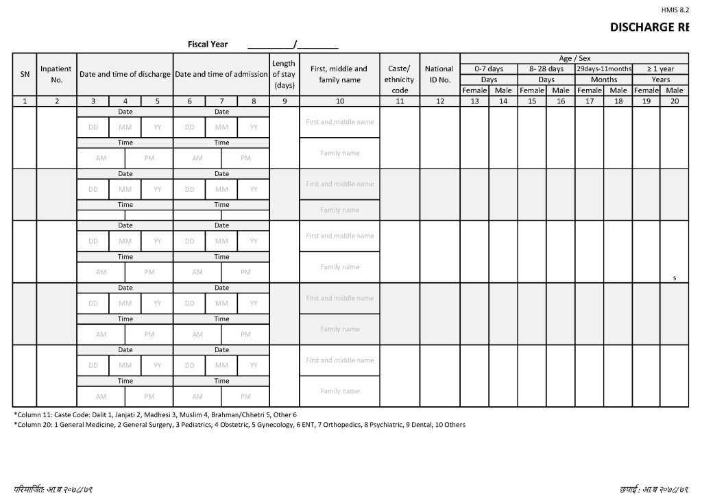 Patient Discharge Register (बिरामी डिस्चार्ज रजिष्टर)_Page_1